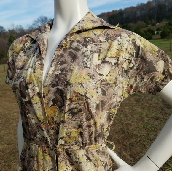 1930's-1940's Handmade Cotton Wrap Dress XS S - Picture 8 of 11